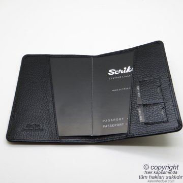 Scrikss Deri Pasaport Cüzdanlı Mat Krom Hediyelik Set MD-2132 | Pasaportluk + Kalem Seti | Scrikss Kalem | İsme Özel Kalem | Hediyelik Set