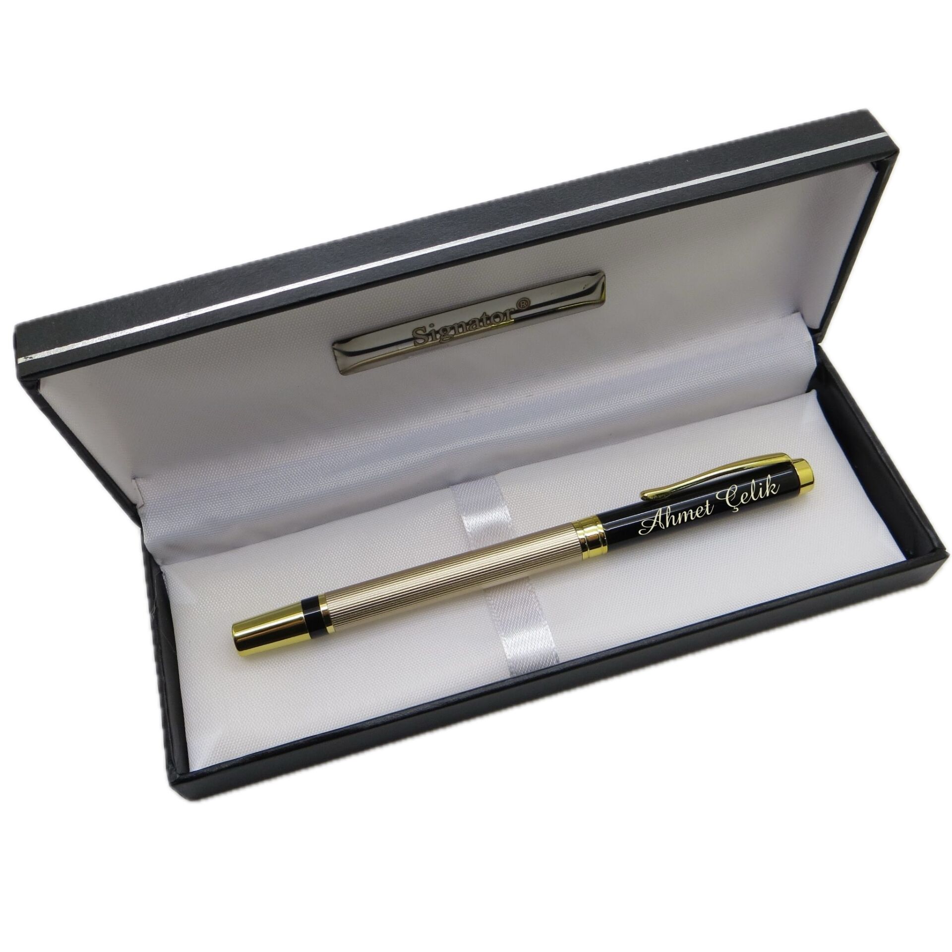 Signator® M592 Slim Gold Siyah Roller Kalem | İsme Özel Kalem | Hediyelik Kalem