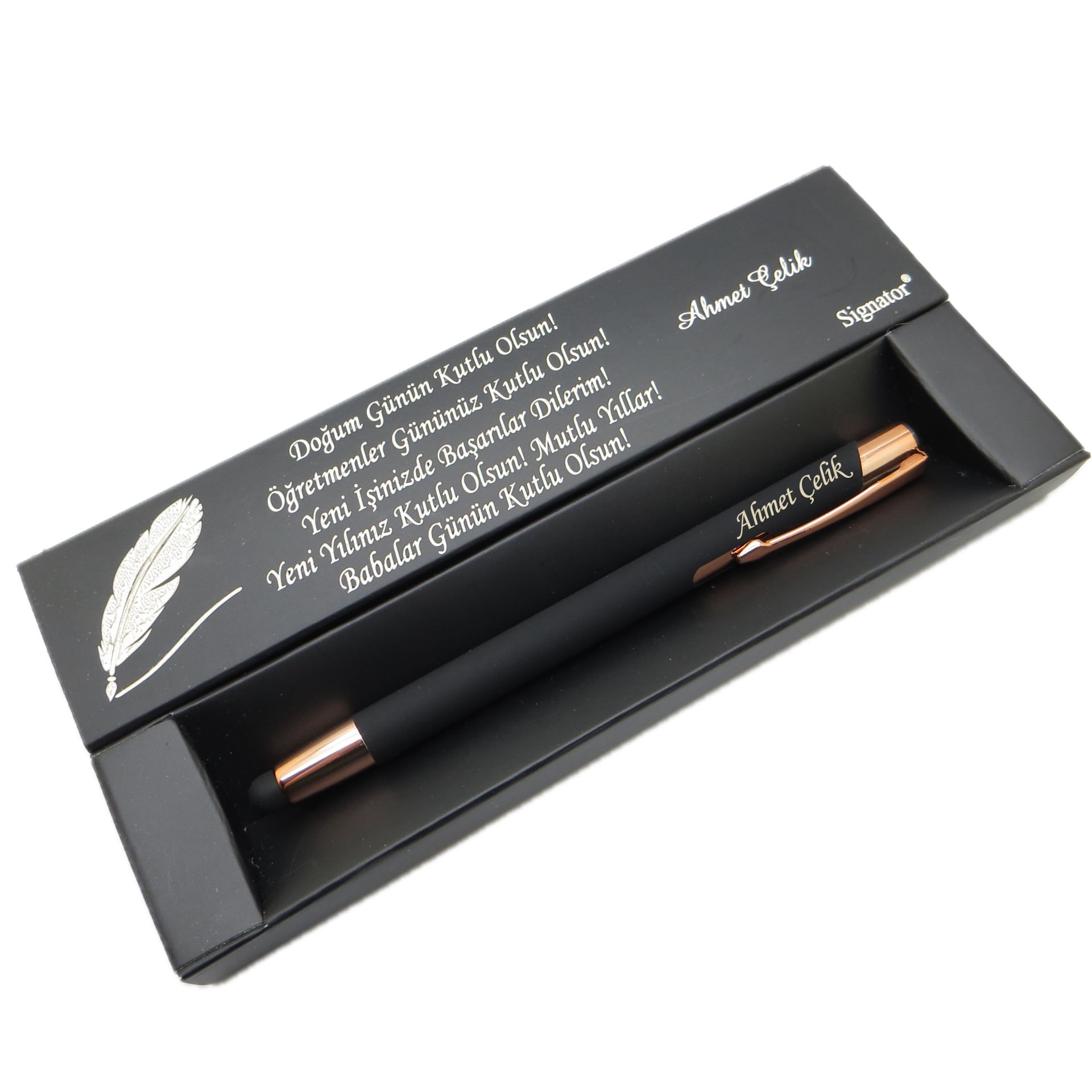 Signator® C462 Mat Siyah Rose Gold Tükenmez Kalem | İsme Özel Kalem | Hediyelik Kalem