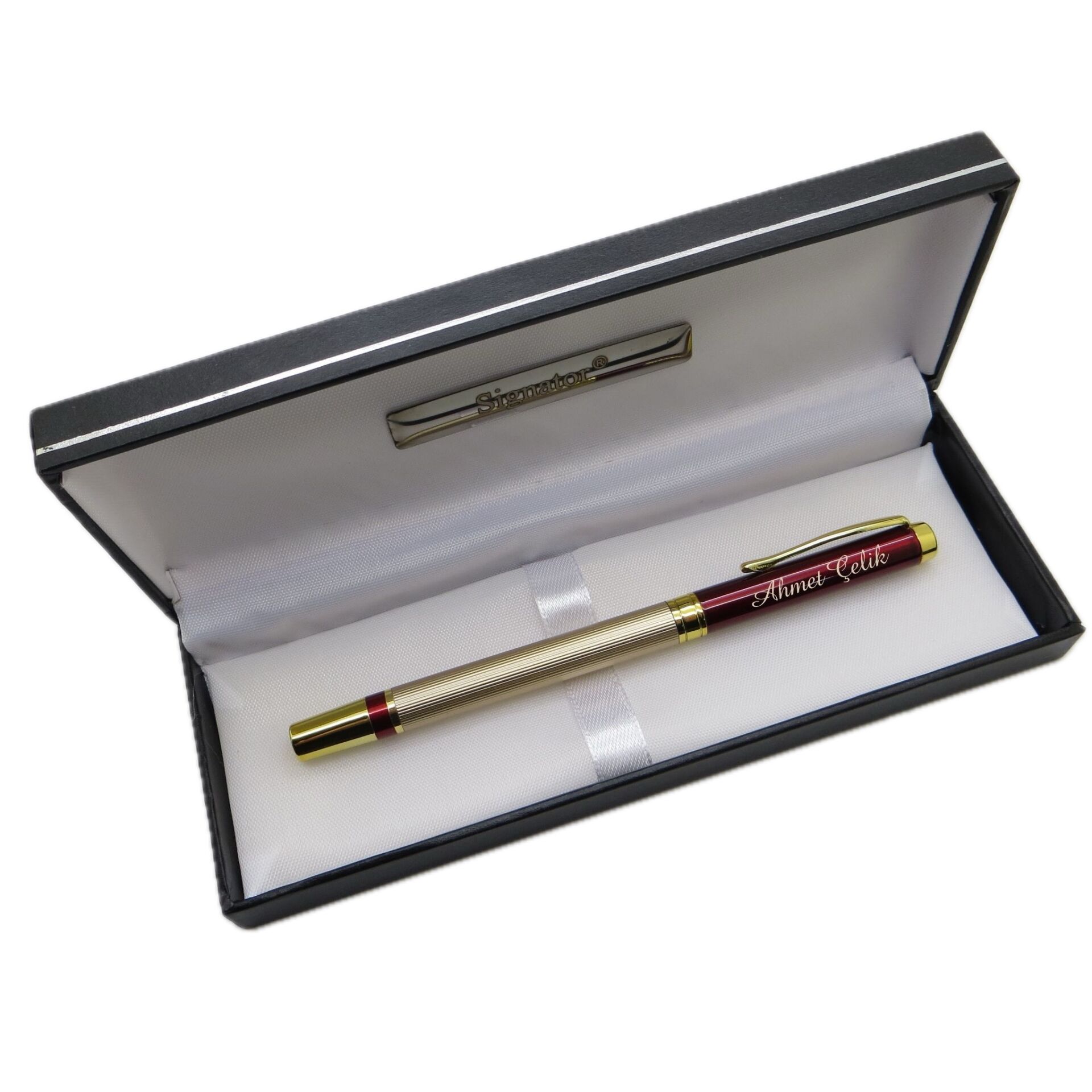Signator® M594 Slim Gold Kırmızı Roller Kalem | İsme Özel Kalem | Hediyelik Kalem