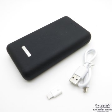 WG-20 Kişiye Özel Powerbank 20000mAh/3.7V Rubber Led A+ Lithium Polymer | İsme Özel Powerbank | Hediyelik Teknoloji Ürünü