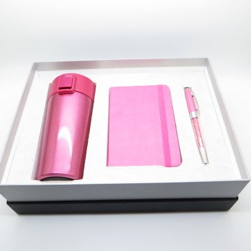 Wings Koyu Pembe İsme Özel Çelik Termos Set | Termos + Not Defteri + Roller Kalem