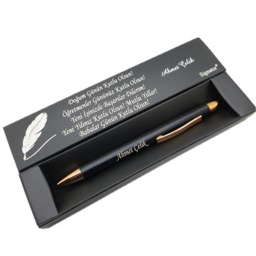 Signator® C477 Mat Siyah Rose Gold Tükenmez Kalem | İsme Özel Kalem | Hediyelik Kalem