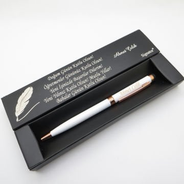 Signator® C479 Beyaz Rose Gold Tükenmez Kalem | İsme Özel Kalem | Hediyelik Kalem