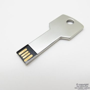 PG-82 Kişiye Özel Anahtar Usb Bellek 16GB Metal Gümüş Gri | İsme Özel Usb Bellek | Hediyelik Usb Flash Bellek
