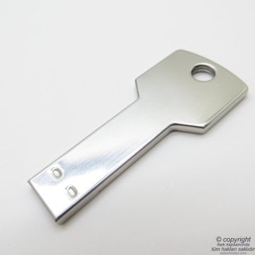 PG-82 Kişiye Özel Anahtar Usb Bellek 16GB Metal Gümüş Gri | İsme Özel Usb Bellek | Hediyelik Usb Flash Bellek