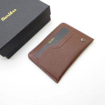 Scrikss Hakiki Deri Kahverengi Slim Kredi Kartlık | İsme özel Cüzdan