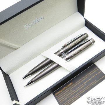 Scrikss 38 Füme Tükenmez Kalem + Versatil Kalem Set | Scrikss Kalem | İsme Özel Kalem | Hediyelik Kalem