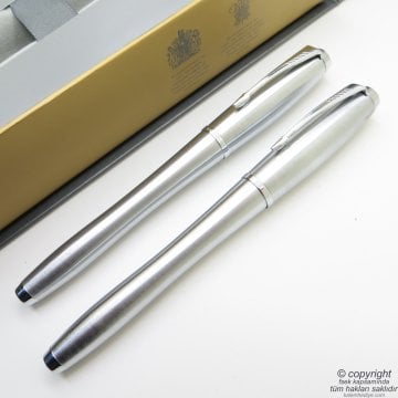 Parker Urban Stainless Steel CT Dolma Kalem + Tükenmez Kalem Set | İsme Özel Kalem | Hediyelik Kalem