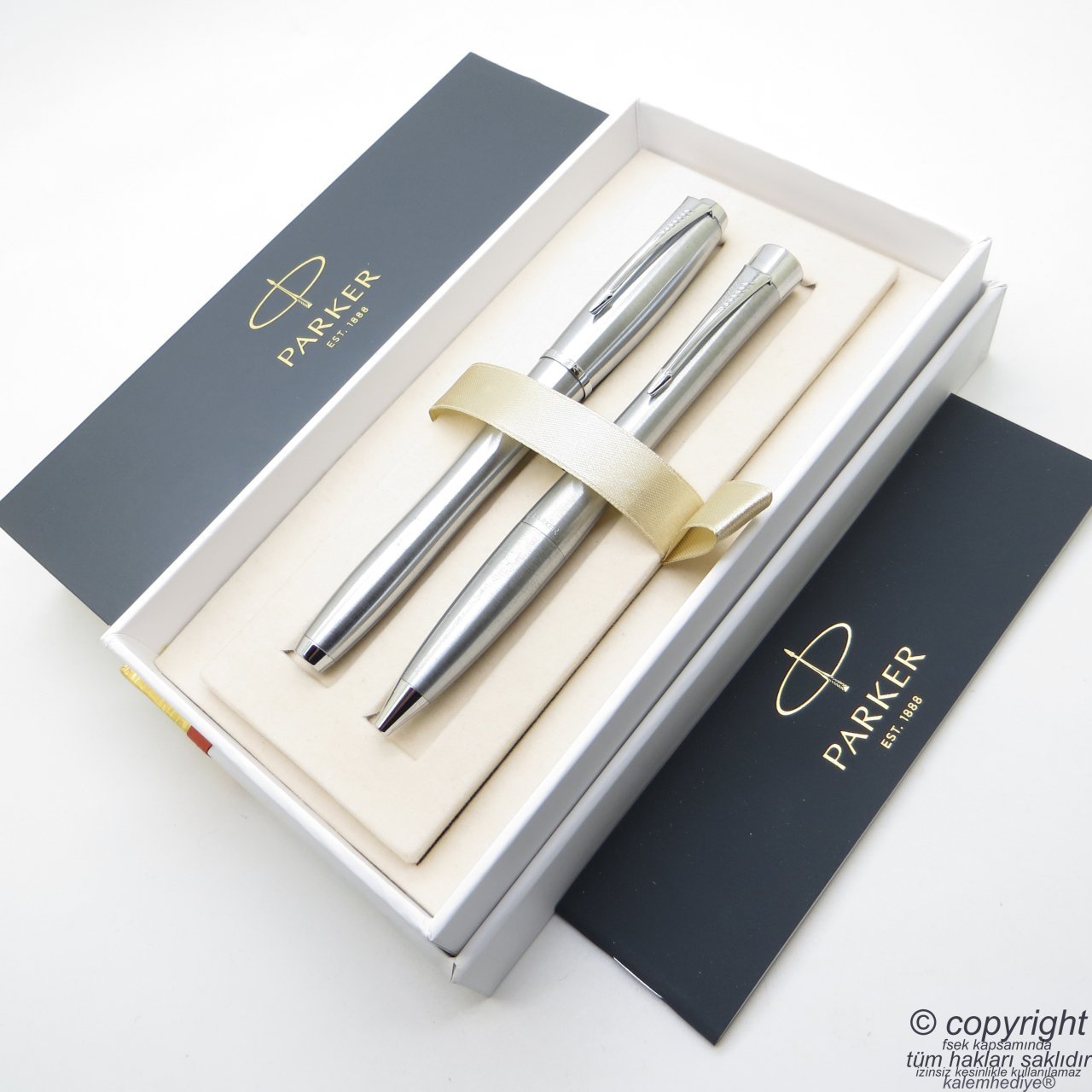 Parker Urban Stainless Steel CT Dolma Kalem + Tükenmez Kalem Set | İsme Özel Kalem | Hediyelik Kalem