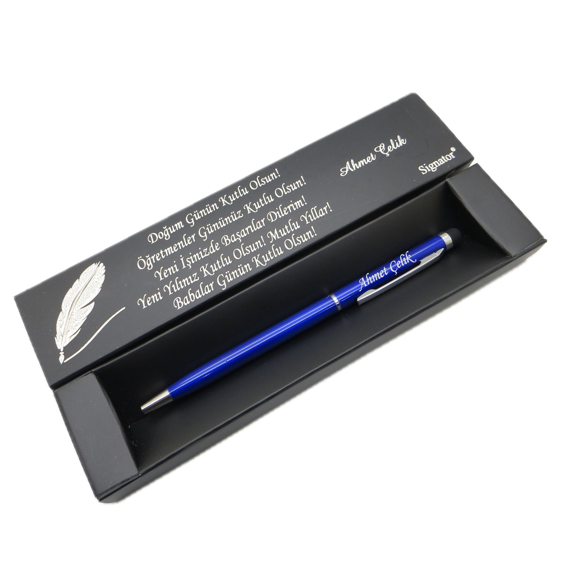 Signator® C502 Slim Mavi Krom Tükenmez Kalem | İsme Özel Kalem | Hediyelik Kalem