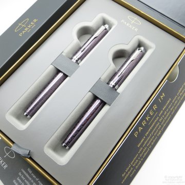 Parker IM Premium Desenli Mor Dolma Kalem + Roller Kalem Seti | İsme Özel Kalem