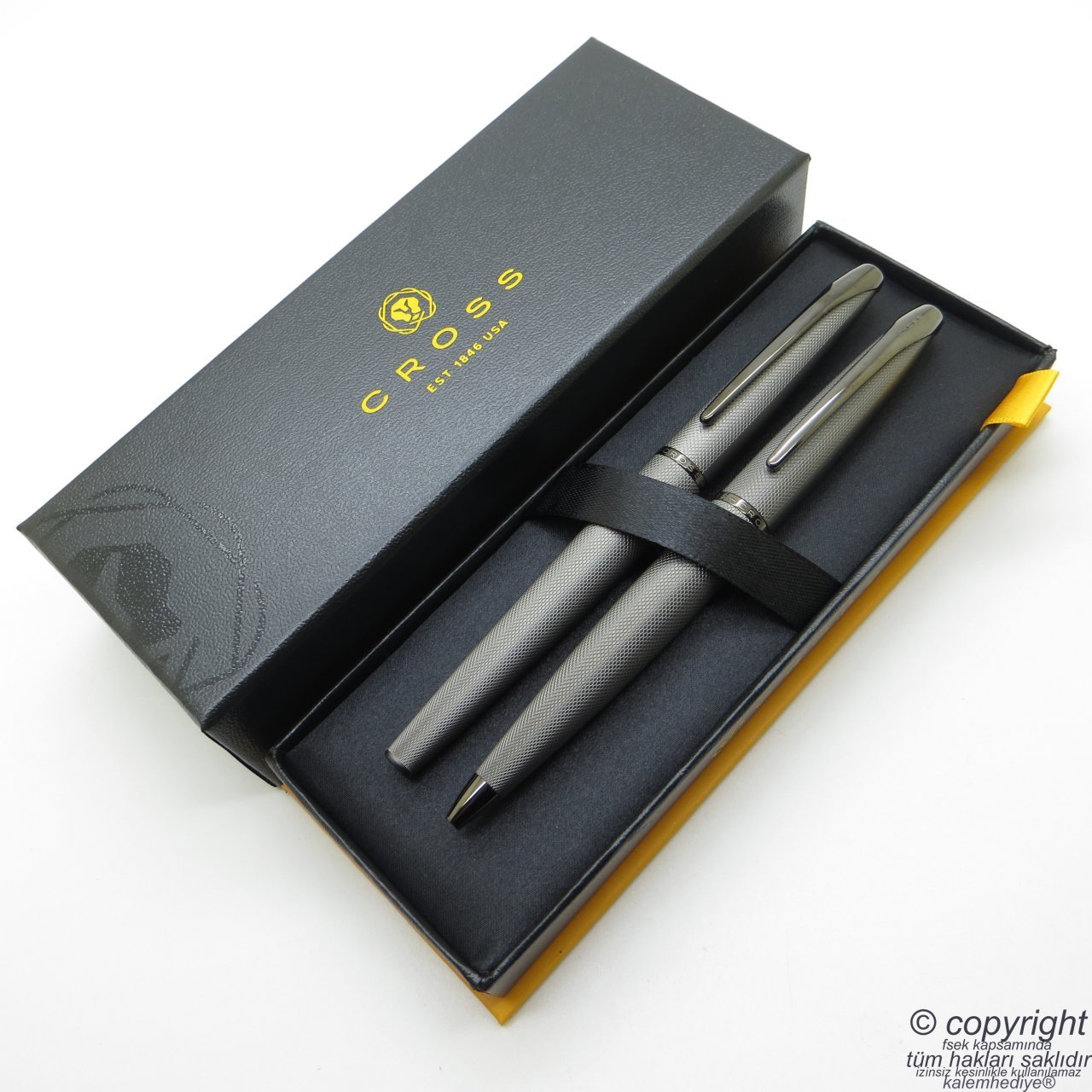 Cross ATX Brushed PVD Titanyum Dolma Kalem + Tükenmez Kalem Set | Cross Kalem | İsme Özel Kalem