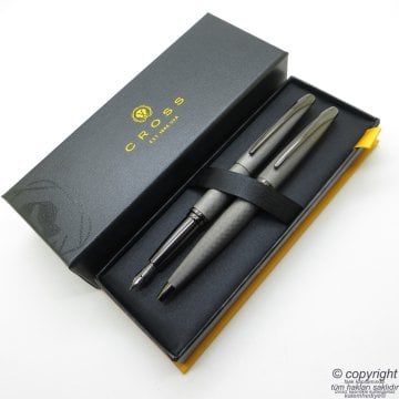 Cross ATX Brushed PVD Titanyum Dolma Kalem + Tükenmez Kalem Set | Cross Kalem | İsme Özel Kalem