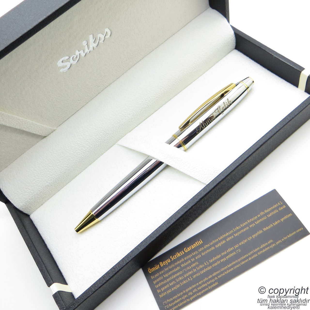 Scrikss 35 Gold Krom Tükenmez Kalem | Scrikss Kalem | İsme Özel Kalem | Hediyelik Kalem