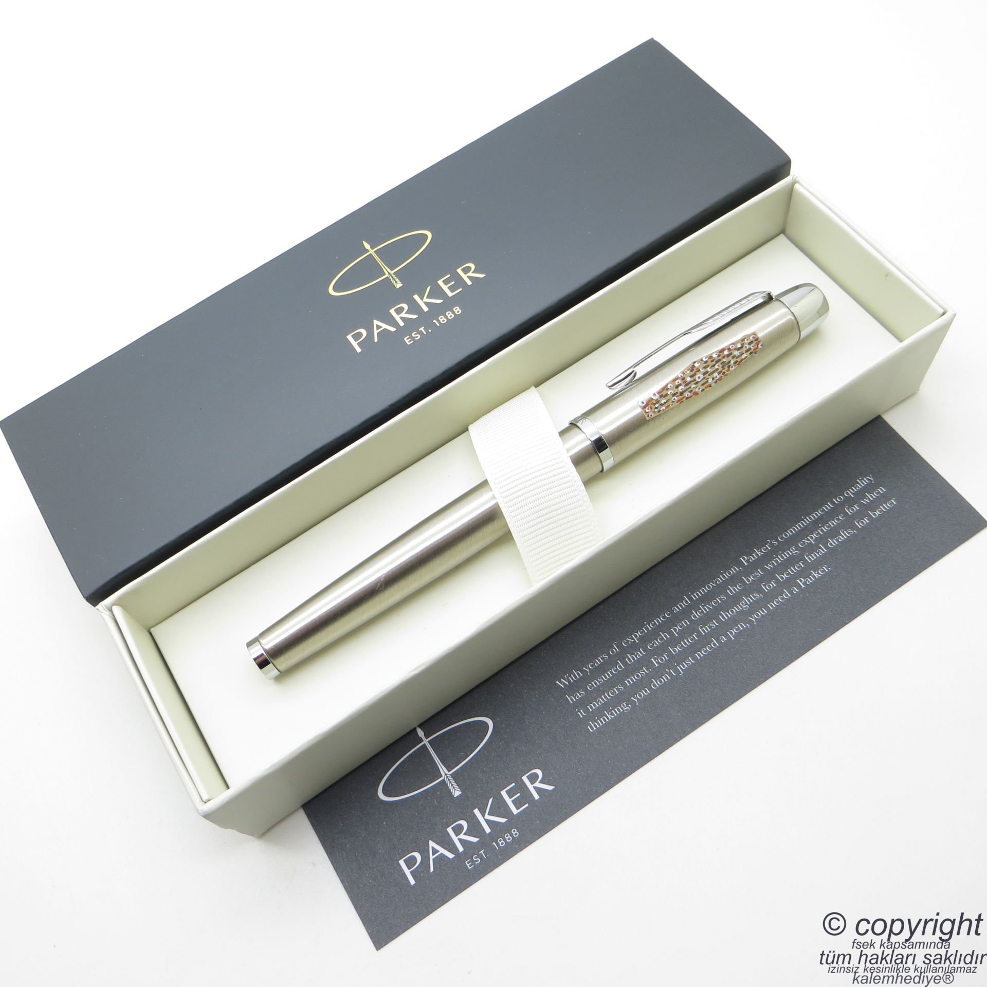Parker Brushed Sanatsal Çizimli Roller Kalem | Benzersiz üründür. Yalnızca bir adet bulunmaktadır