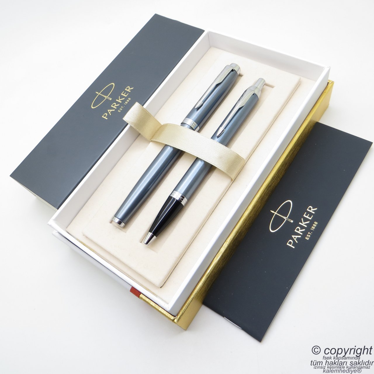 Parker IM Açık Mavi Roller Kalem + Tükenmez Kalem Set | İsme Özel Kalem | Hediyelik Kalem