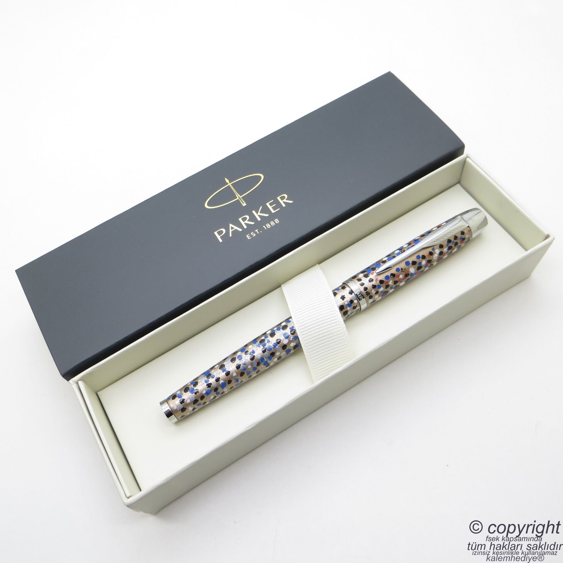 Parker Brushed Sanatsal Çizimli Roller Kalem | Benzersiz üründür. Yalnızca bir adet bulunmaktadır
