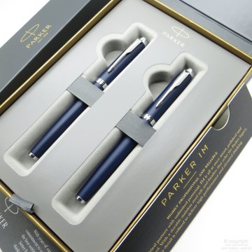 Parker IM Gece Mavisi Dolma Kalem + Roller Kalem Seti | İsme Özel Kalem