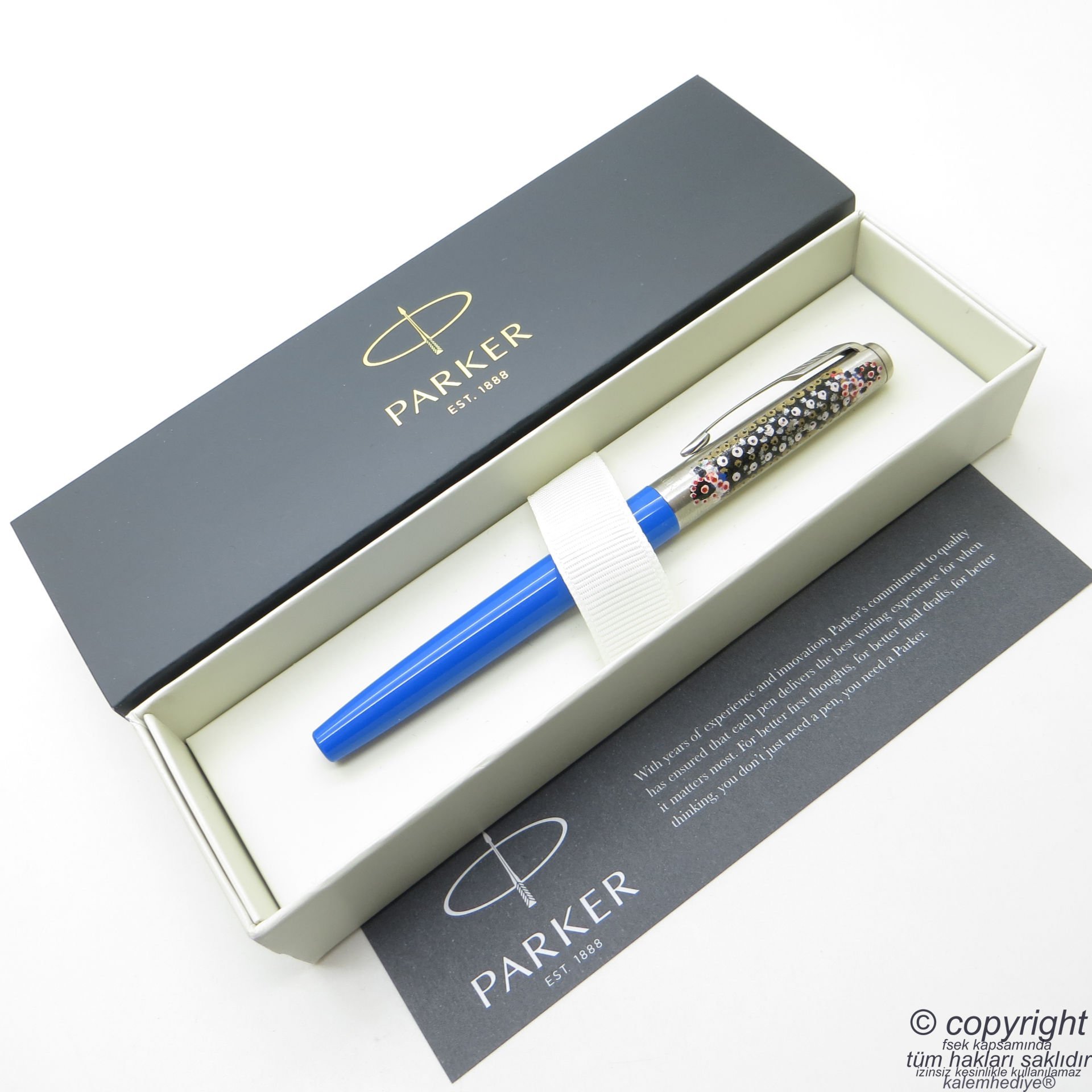Parker Mavi  Sanatsal Çizimli Roller Kalem | Benzersiz üründür. Yalnızca bir adet bulunmaktadır