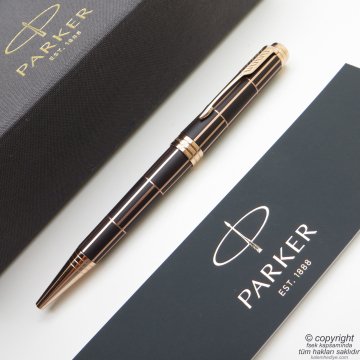 Parker Premier Luxury Altın Kahve GT Roller Kalem + Tükenmez Kalem Set | Parker Kalem | İsme Özel Kalem | Hediyelik Kalem