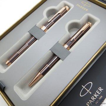 Parker Premier Luxury Altın Kahve GT Roller Kalem + Tükenmez Kalem Set | Parker Kalem | İsme Özel Kalem | Hediyelik Kalem