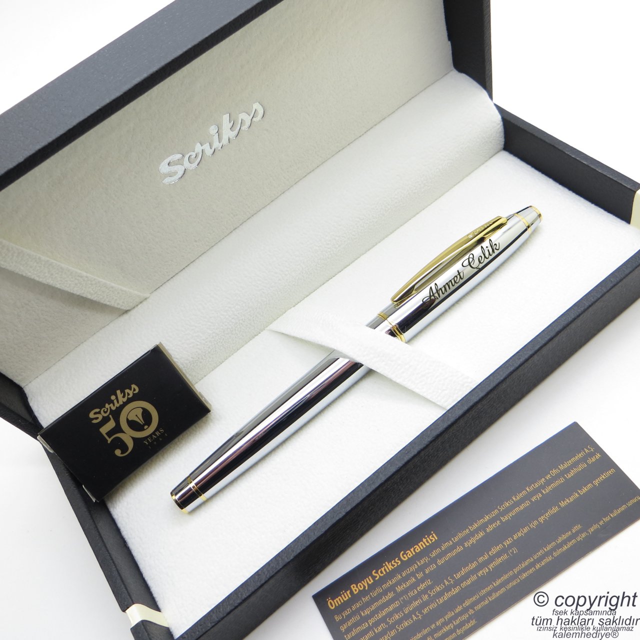 Scrikss 35 Gold Krom Roller Kalem | Scrikss Kalem | İsme Özel Kalem | Hediyelik Kalem