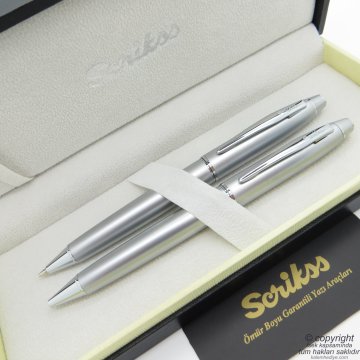 Scrikss 35 Mat Krom Tükenmez Kalem + Versatil Kalem Set | Scrikss Kalem | İsme Özel Kalem | Hediyelik Kalem