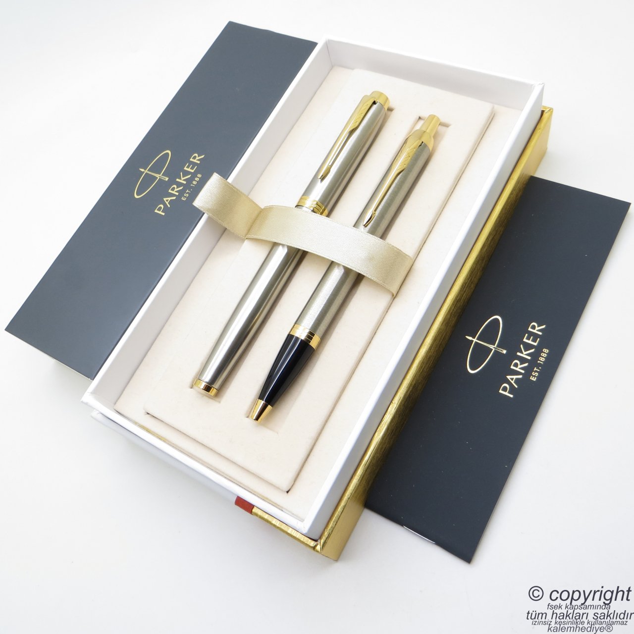Parker IM Brushed Metal Roller Kalem + Tükenmez Kalem Set | İsme Özel Kalem | Hediyelik Kalem