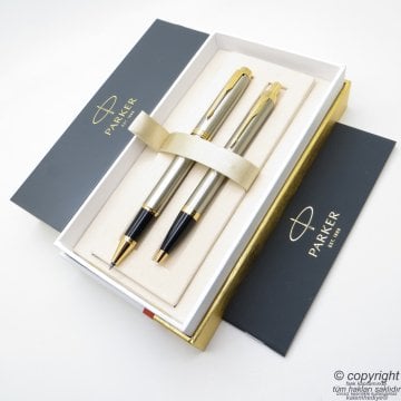 Parker IM Brushed Metal Roller Kalem + Tükenmez Kalem Set | İsme Özel Kalem | Hediyelik Kalem