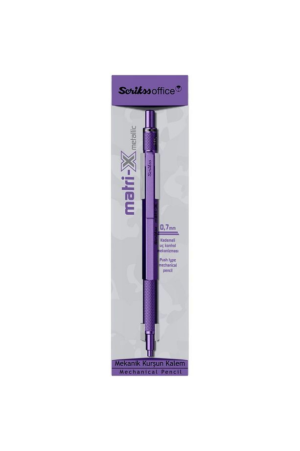 Scrikss Matrix 0.7mm Mekanik Kurşun Kalem Metalik Mor - Şeffaf Kutu