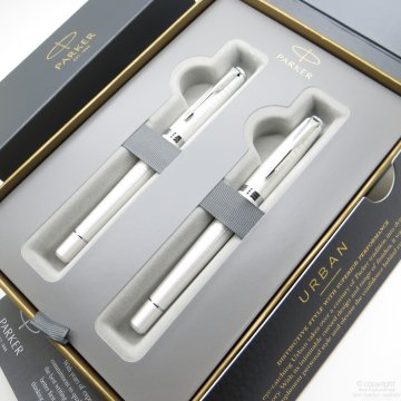 Parker Urban Premium Desenli İnci Metal Dolma Kalem + Roller Kalem Seti | İsme Özel Kalem