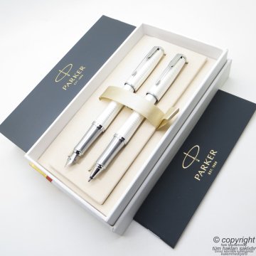 Parker Urban Premium Desenli İnci Metal Dolma Kalem + Roller Kalem Seti | İsme Özel Kalem