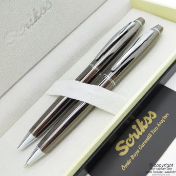 Scrikss 35 Titanium Tükenmez Kalem + Versatil Kalem Set | Scrikss Kalem | İsme Özel Kalem | Hediyelik Kalem