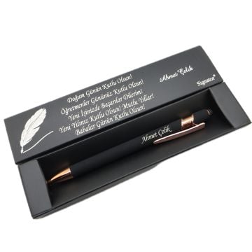 Signator® C538 Mat Siyah Rose Gold Tükenmez Kalem | İsme Özel Kalem | Hediyelik Kalem