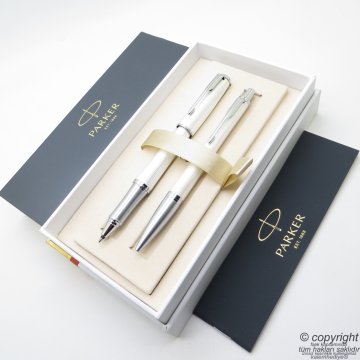 Parker Urban Premium İnci Metal Roller Kalem + Tükenmez Kalem Set | İsme Özel Kalem | Hediyelik Kalem