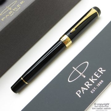 Parker Duofold Siyah GT 18K Altın Uç Dolma Kalem | Parker Kalem | İsme Özel Kalem | Hediyelik Kalem