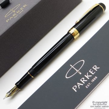 Parker Duofold Siyah GT 18K Altın Uç Dolma Kalem | Parker Kalem | İsme Özel Kalem | Hediyelik Kalem