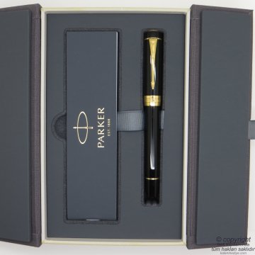 Parker Duofold Siyah GT 18K Altın Uç Dolma Kalem | Parker Kalem | İsme Özel Kalem | Hediyelik Kalem