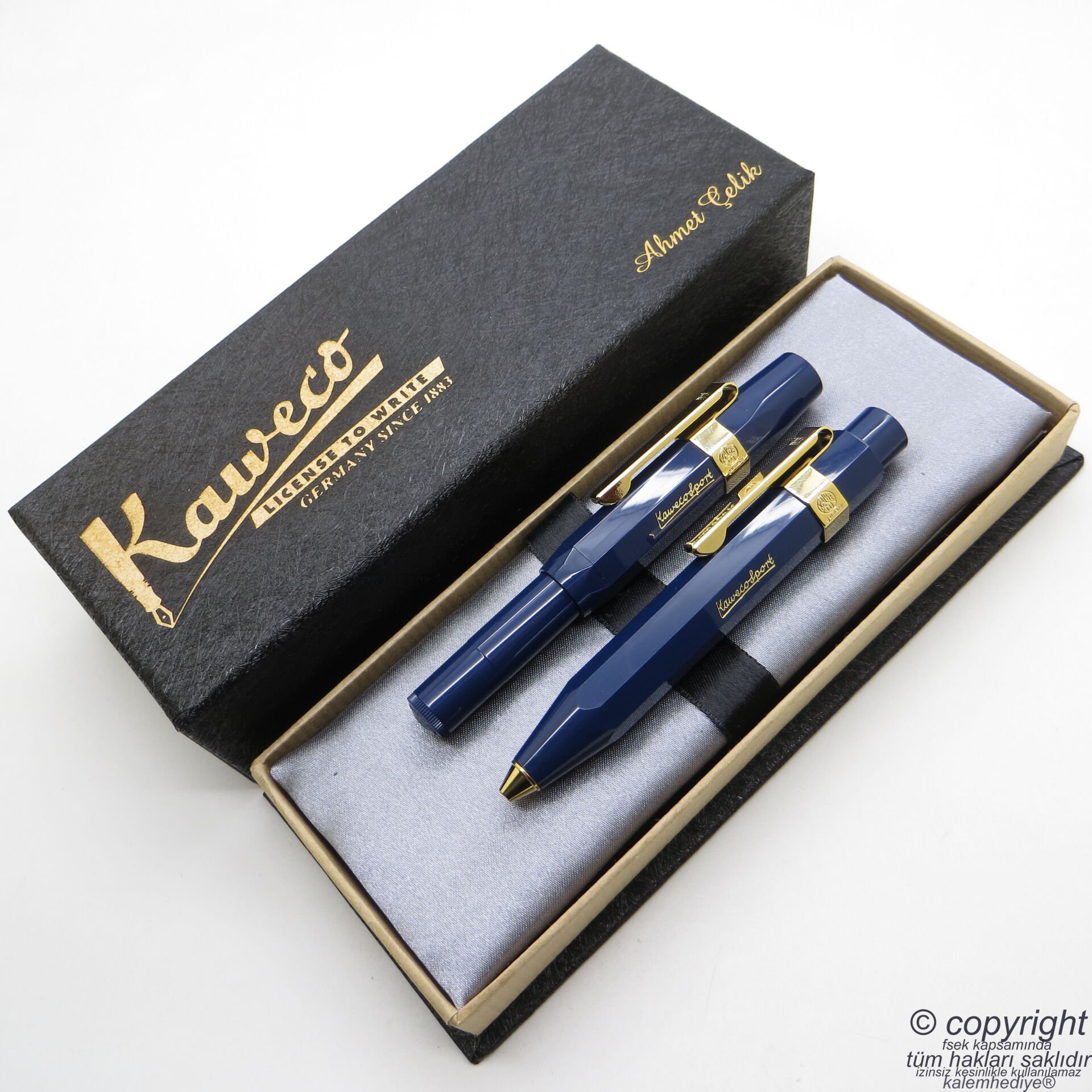 Kaweco Kalem Seti Lacivert Classic Sport | Tükenmez Kalem + Dolma Kalem Set | İsme Özel Kalem