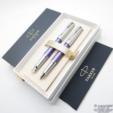 Parker Urban Premium Desenli Eflatun Dolma Kalem + Roller Kalem Seti | İsme Özel Kalem