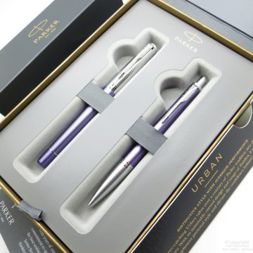 Parker Urban Premium Desenli Eflatun Dolma Kalem + Tükenmez Kalem | İsme Özel Kalem | Hediyelik Kalem