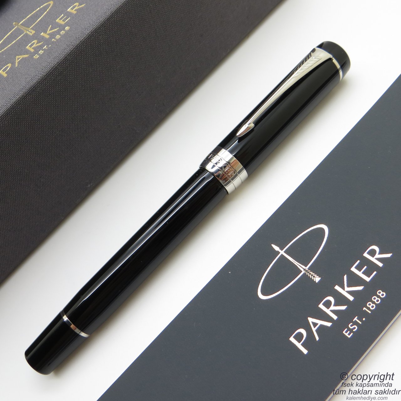 Parker Duofold Siyah CT 18K Altın Uç Dolma Kalem | Parker Kalem | İsme Özel Kalem | Hediyelik Kalem