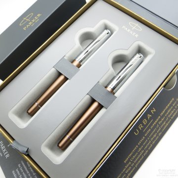 Parker Urban Premium Desenli Bakır Bronz Dolma Kalem + Roller Kalem Seti | İsme Özel Kalem