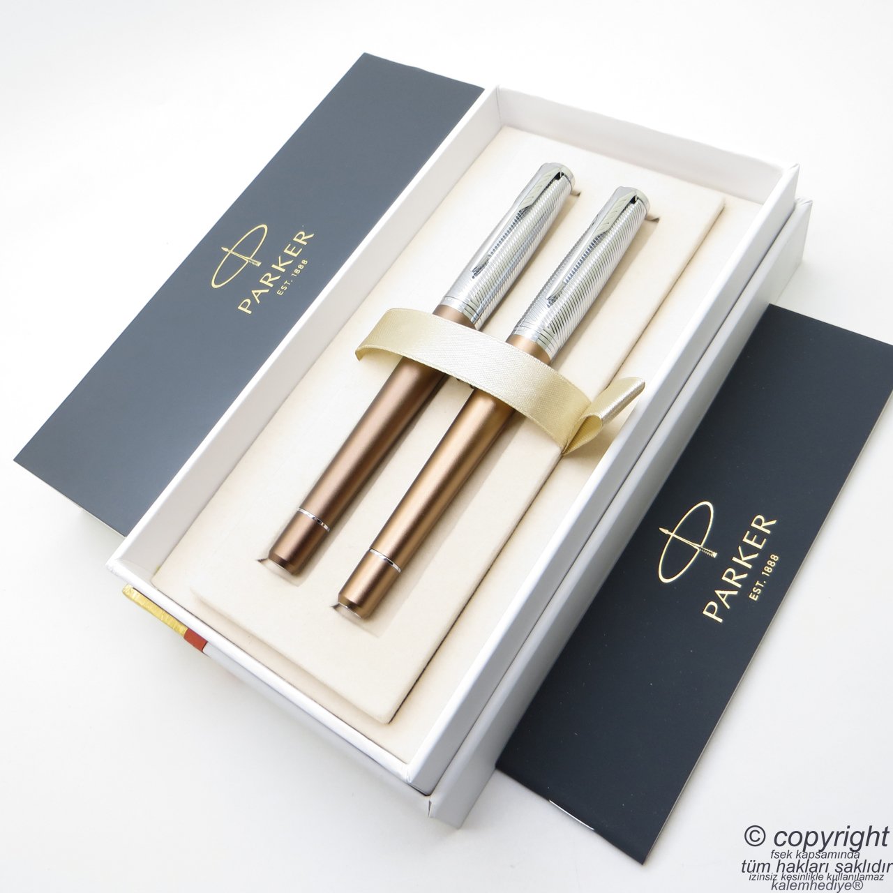 Parker Urban Premium Desenli Bakır Bronz Dolma Kalem + Roller Kalem Seti | İsme Özel Kalem
