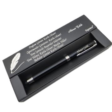 Signator® C555 Siyah Krom Roller Kalem | İsme Özel Kalem | Hediyelik Kalem