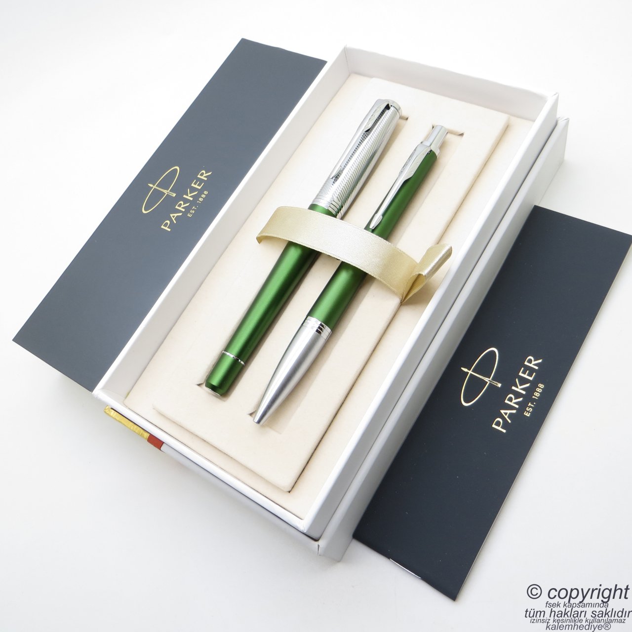 Parker Urban Premium Desenli Yeşil Dolma Kalem + Tükenmez Kalem | İsme Özel Kalem | Hediyelik Kalem