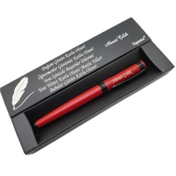 Signator® C560 Mat Kırmızı Siyah Roller Kalem | İsme Özel Kalem | Hediyelik Kalem