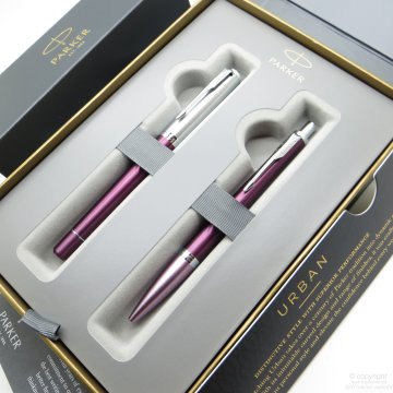 Parker Urban Premium Mürdüm Roller Kalem + Tükenmez Kalem Set | İsme Özel Kalem | Hediyelik Kalem