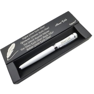 Signator® C561 Simli Beyaz Roller Kalem | İsme Özel Kalem | Hediyelik Kalem